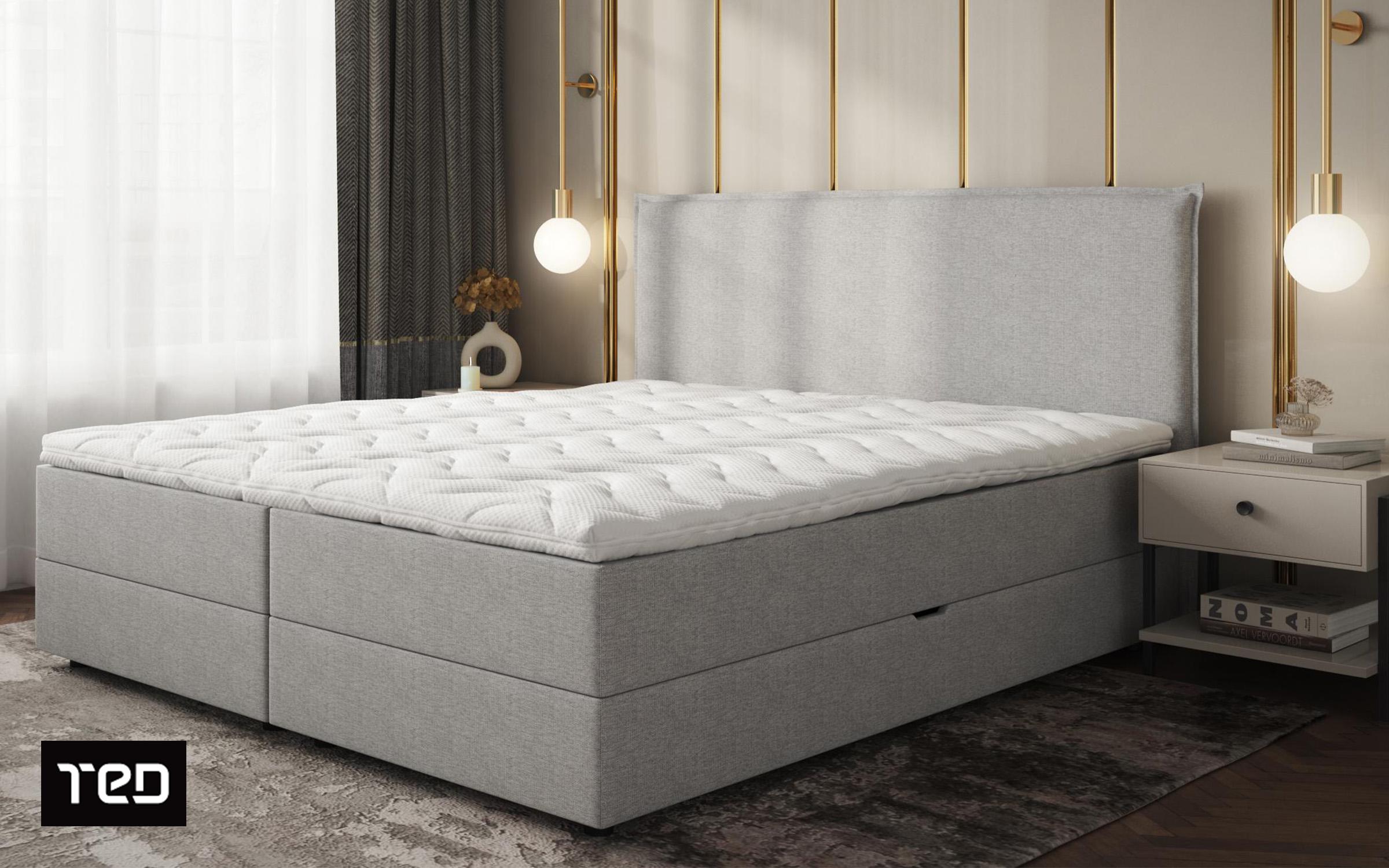Κρεβάτι Box spring 180/200 Modera, ανοιχτό γκρι  1